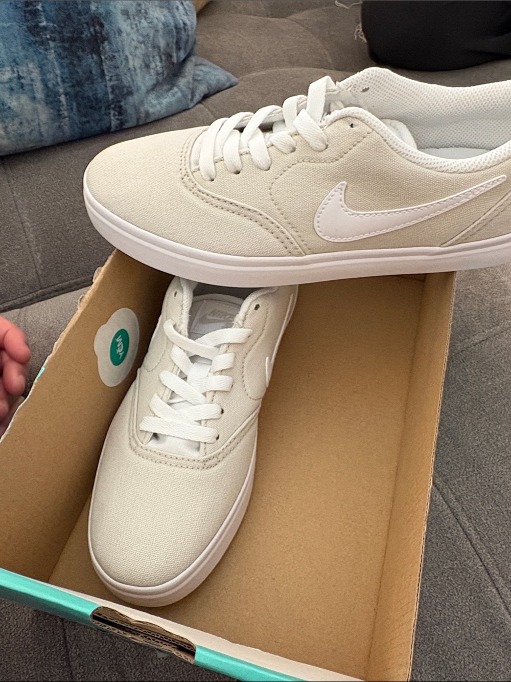 Nike SB Check White Canvas Sneakers - Low Top Casual 6Y/7.5W